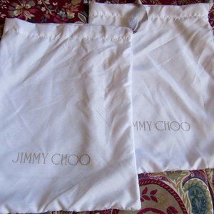 Jimmy Choo White Drawstring Dust Shoe Bags 10" X 14"